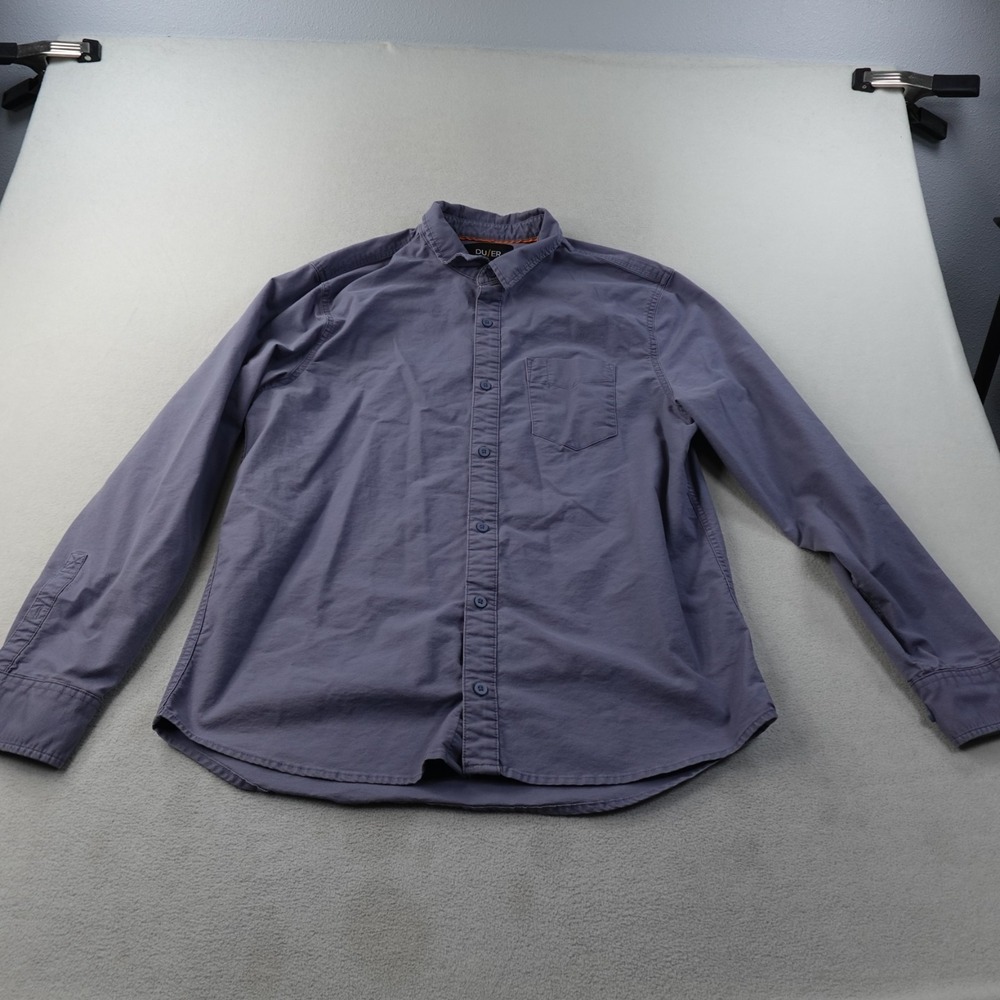 DU/ER Performance Oxford Shirt Mens Medium Gray Stretch Button Up COOLMAX